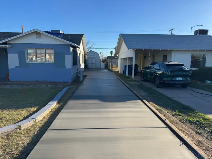 Full-length driveway in Tempe, AZ, poured by Gaitan Custom Concrete