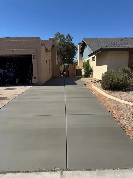 Long driveway pour in Mesa, AZ, poured by Gaitan Custom Concrete