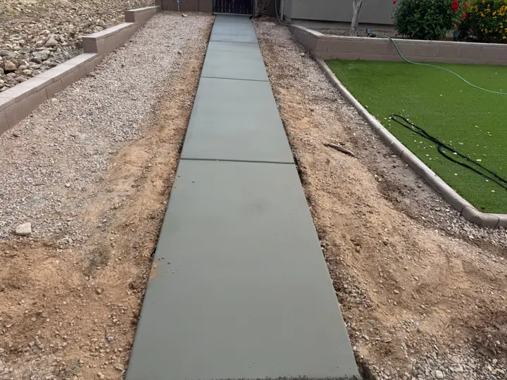 Backyard walkway in Tempe, AZ, poured by Gaitan Custom Concrete