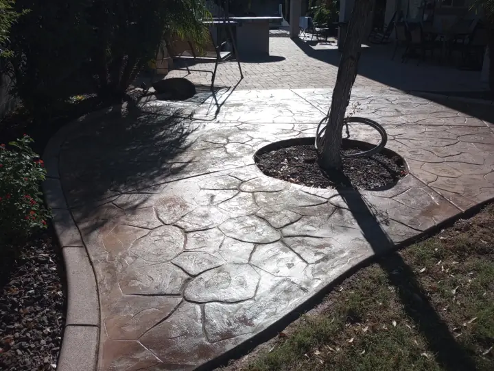 Stamped walkway in Gilbert, AZ, poured by Gaitan Custom Concrete