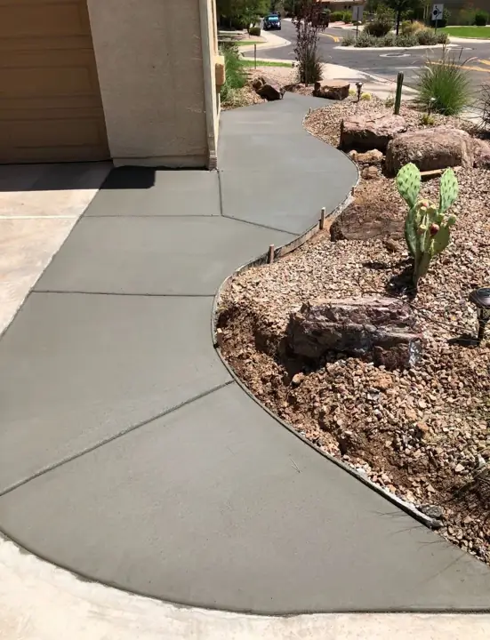Walkway through desert landscaping in Mesa, AZ, poured by Gaitan Custom Concrete