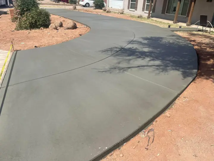 Curved driveway in Gilbert, AZ, poured by Gaitan Custom Concrete