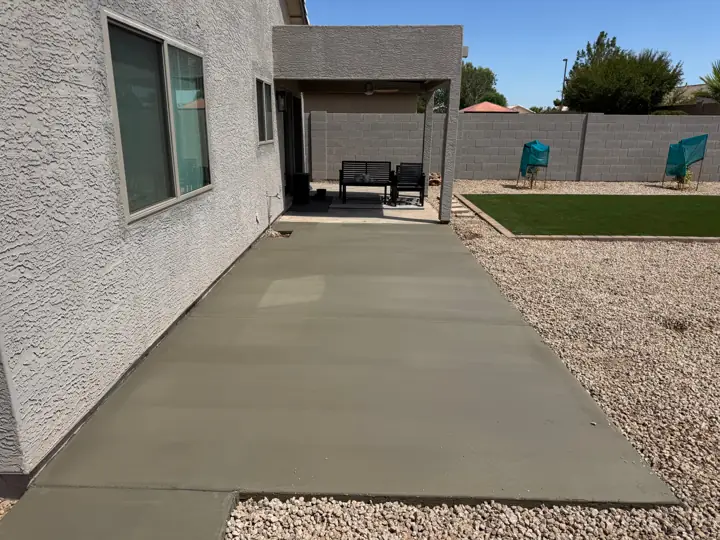 Side-yard patio in Gilbert, AZ, poured by Gaitan Custom Concrete