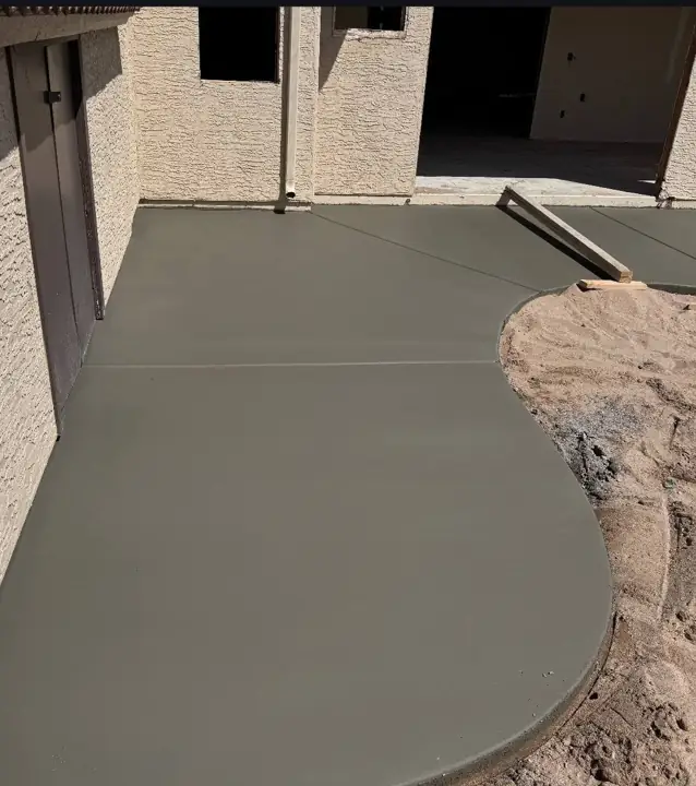 Curved patio in Tempe, AZ, poured by Gaitan Custom Concrete