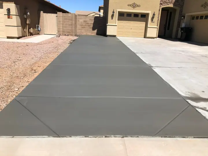 Driveway widening in Gilbert, AZ, poured by Gaitan Custom Concrete