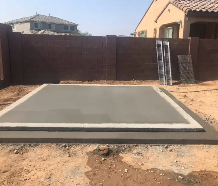 Shed pad in Gilbert, AZ, poured by Gaitan Custom Concrete