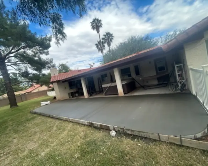 Backyard patio in Mesa, AZ, poured by Gaitan Custom Concrete