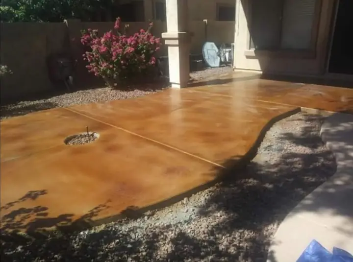Stained patio in Chandler, AZ, poured by Gaitan Custom Concrete